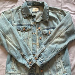 Embroidered oversized denim jacket